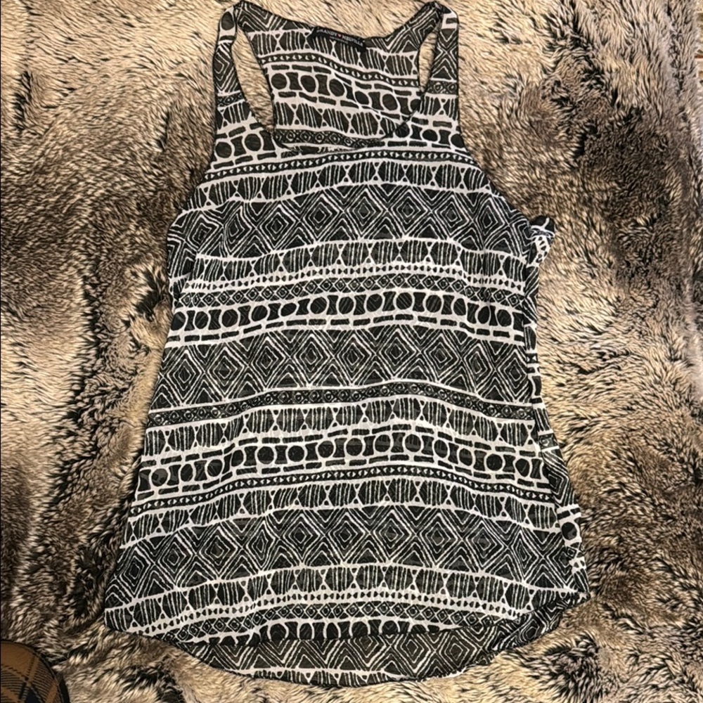 Black and White Patterned Women's Tank Top